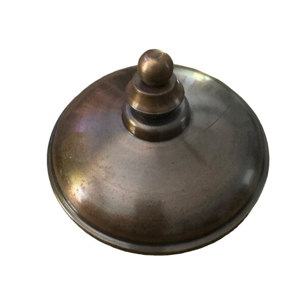 Vintage Mid Century Modern Glass Metal Candy Dish Large 7.5" Diameter Yellow Brn - Picture 7 of 11